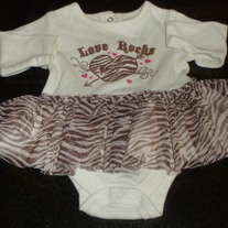 Love Rocks Onesie With Tutu-Glamjama Size 0-3 Months