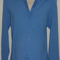 Blue Ribbed Long Sleeve Top with Collar/Buttons-Motherhood Maternity Size Large  SF0413