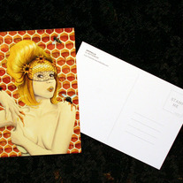 Apiphilia - 4x6" postcard - lowbrow fantasy art Queen Bee