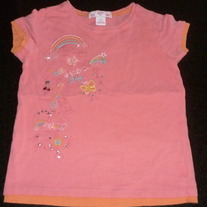 Pink Short Sleeve Shirt with Beads/Rainbows-Gap Size Small (6/7)