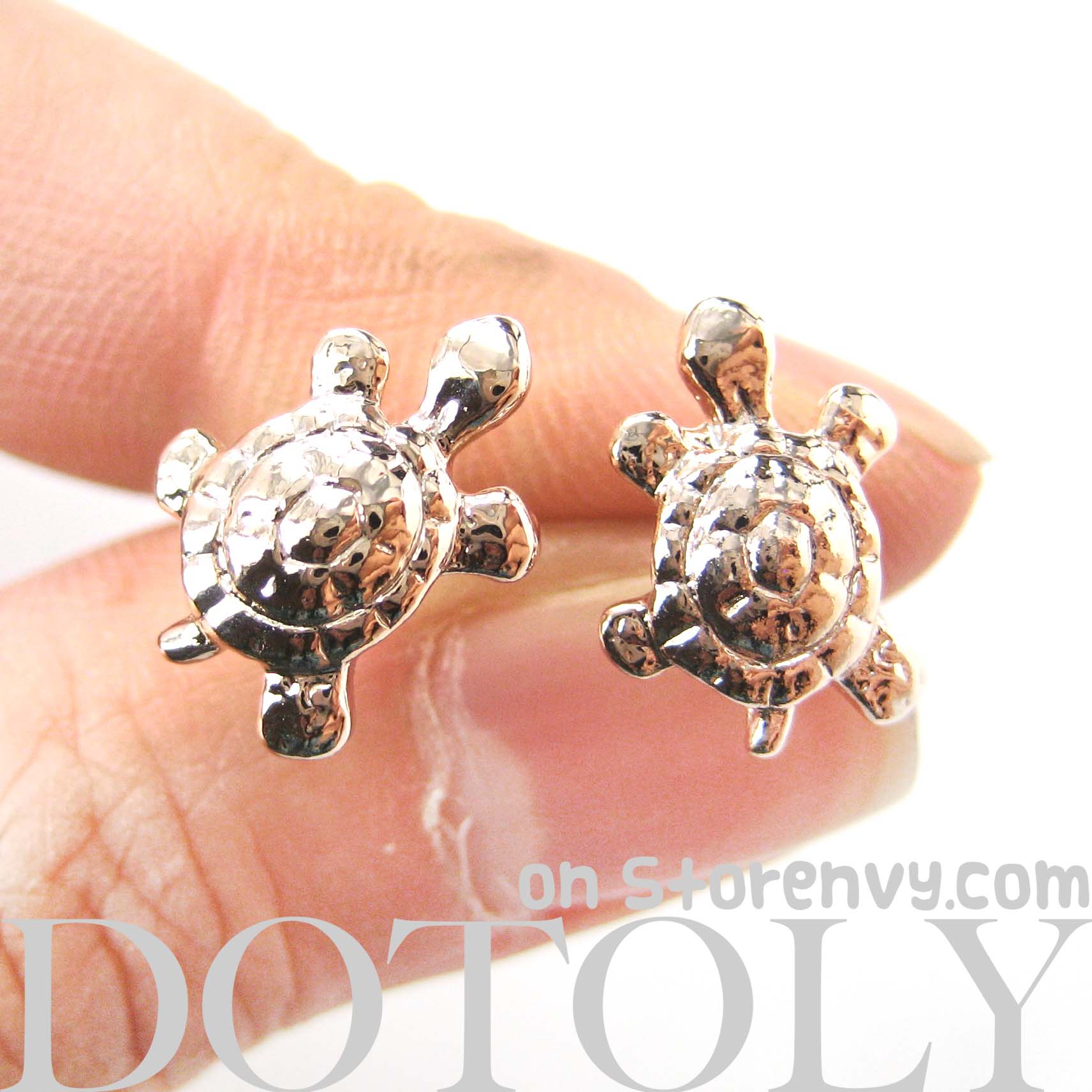 dotoly plus cute turtle tortoise sea animal stud earrings in rose