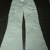 Army Green Pants-Gap Kids Flare Stretch Size 5 Slim