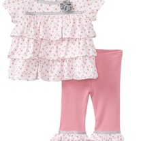 Hartstrings Baby Ruffled Knit Top & Pant Set- Pink Dot