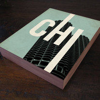 Chicago CHI - Wood Block Art Print