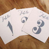 Table Numbers for Wedding Seating, Grey and Cream, Modern