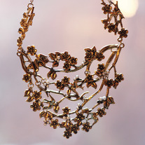 Gold Birds in the Trees Collar Necklace