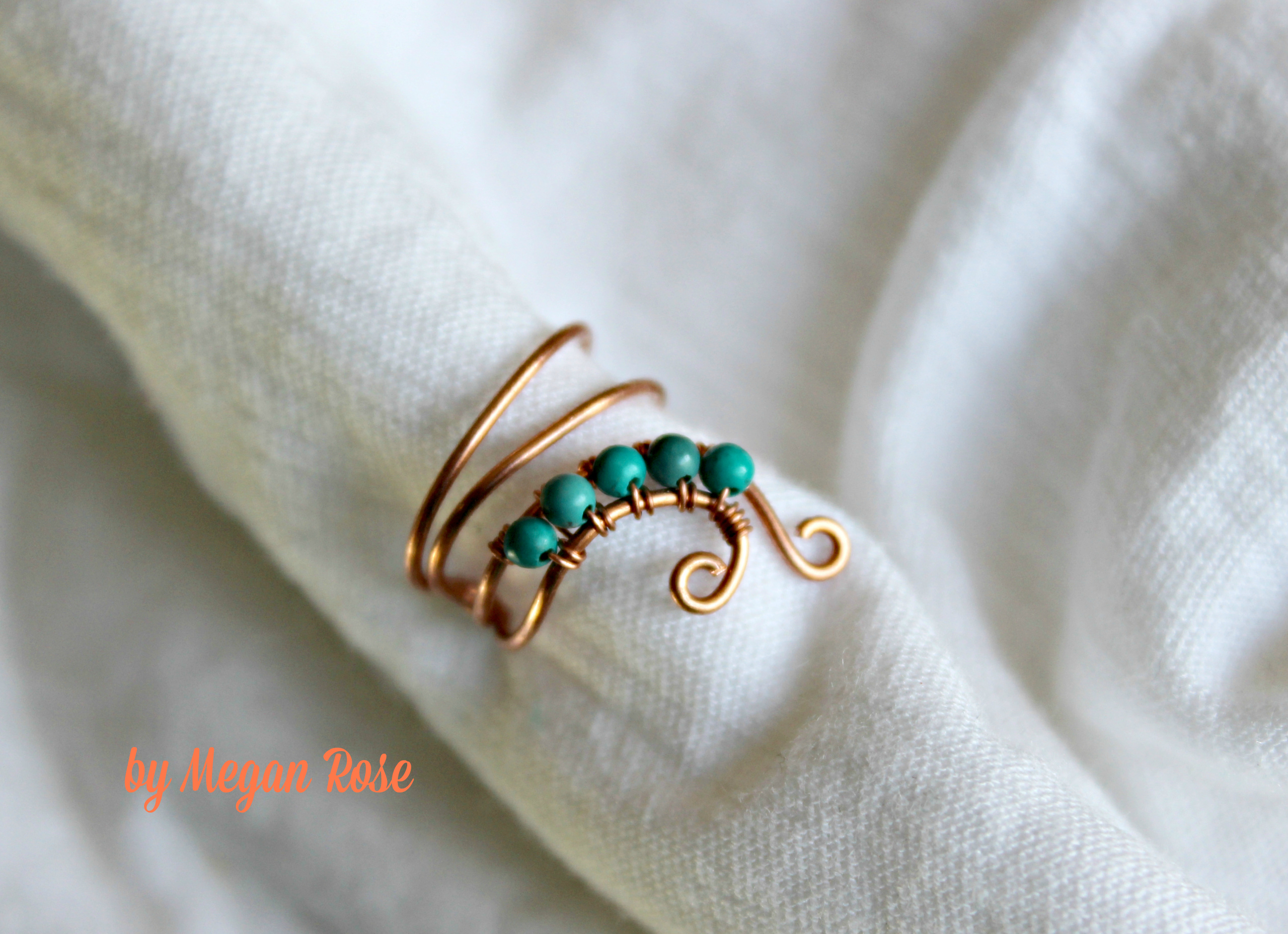 Ear Cuff with Turquoise Beads The Half Swirl · Off the Cuff by Megan
