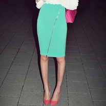 High Waist Zip Front Skirt