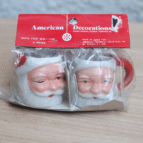 Vintage Miniature Ceramic Santa Mugs in Original Package