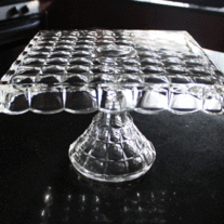Vintage Clear Indiana Glass Constellation Square Cake Stand Pedestal Plate
