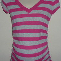 Gray/Pink Short Sleeve Shirt-Inspire Maternity Size Small  CL413