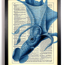 Image of Squid, Vintage Dictionary Print, 8 X 10