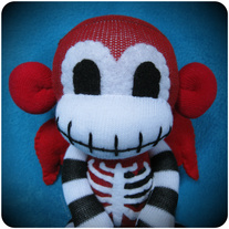 Winged Skeleton Sock Monkey - Red