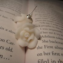 White Rose Stud Earrings