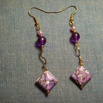 Purple Mosaic Turquoise Dangle Earrings