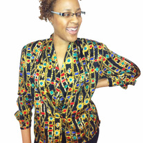 Silk Colorful Chain/Stones Print Blazer