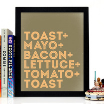 Image of BLT, Bacon Lettuce & Tomato Sandiwch Typography Art Print, 8 x 10 inches