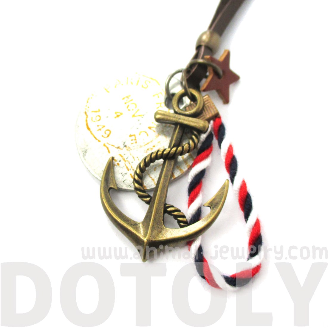 Handmade Anchor Rope and Stamped Coin Charm Necklace · DOTOLY Animal