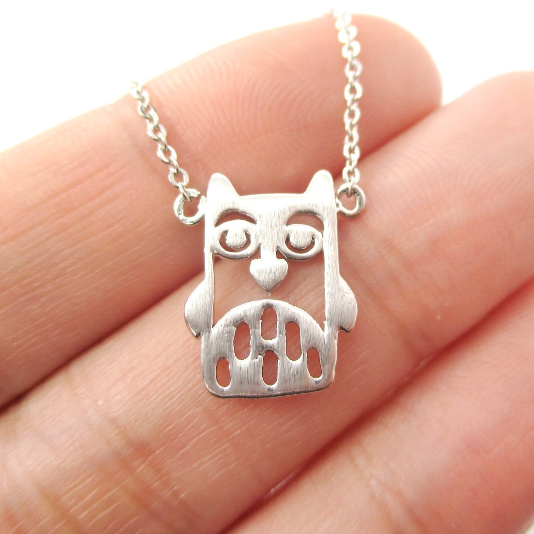 Adorable Baby Owl Shaped Charm Necklace in Silver · DOTOLY Animal