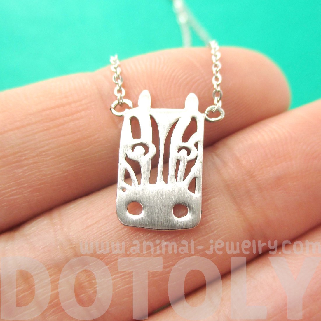 Adorable Zebra Face Shaped Charm Necklace in Silver · DOTOLY Animal
