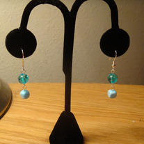 Two-Tone Blue & Gold Earrings