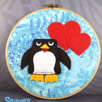 Felt Hoop Art- Cummerbund the Penguin