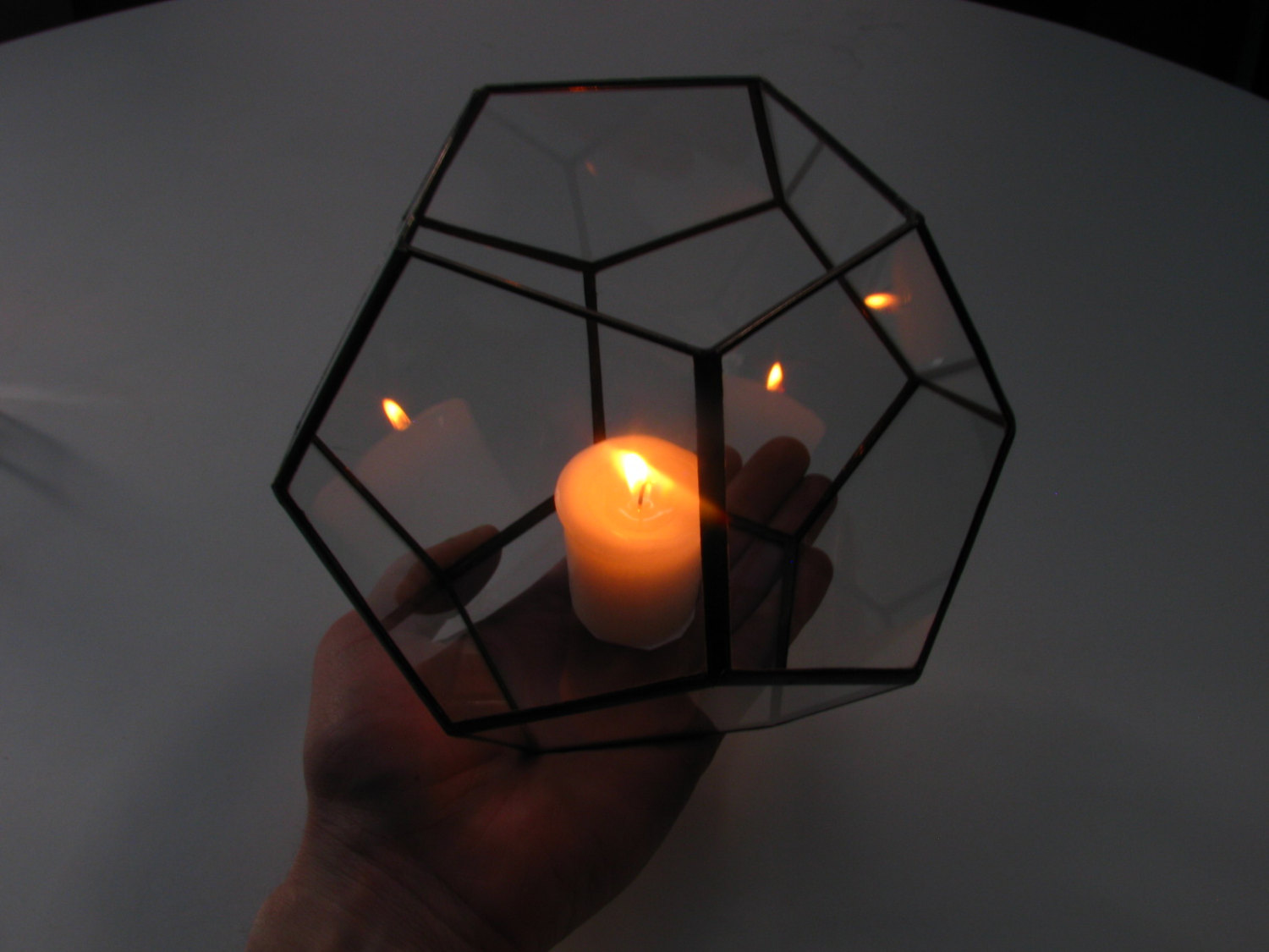 Hurricane Lantern / Glass Candle Holder / Geometric Lighting