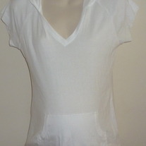 White Hooded Short Sleeve Shirt-One Step Up Maternity Size Large  GS513