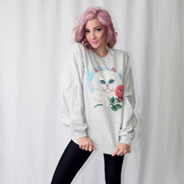 Oversized Kitty Crewneck Sweater