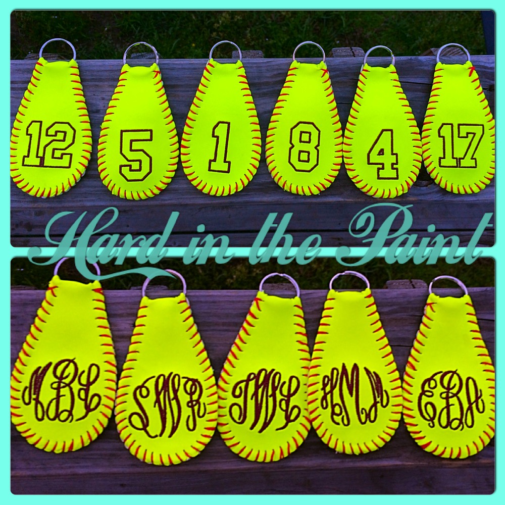 Custom Embroidered Softball Keychain on Storenvy