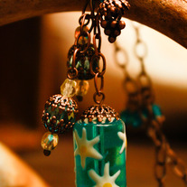 Prussian Blue Copper and Lampwork Necklace