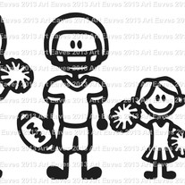 Football Family Car Decal Up to 5 Characters