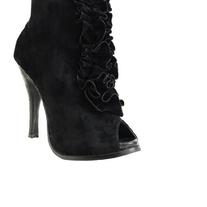 Black Ruffle Bootie