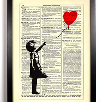 Image of Banksy Balloon Girl, Vintage Dictionary, 8 x 10