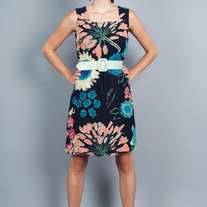 Navy Peach & Teal Dress