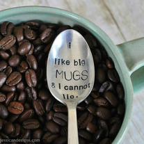 Like BIG MUGS & I Cannot Lie (tm) - Humorous Hand Stamped Vintage Coffee Spoon for Coffee Lovers