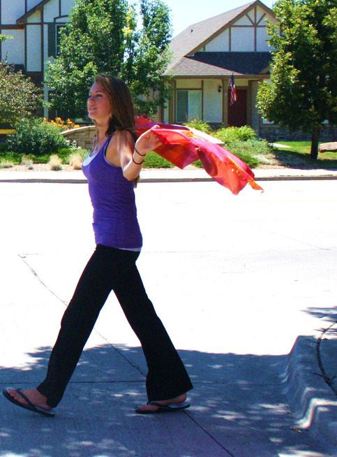 Red and Violet Silk Ikat Scarf