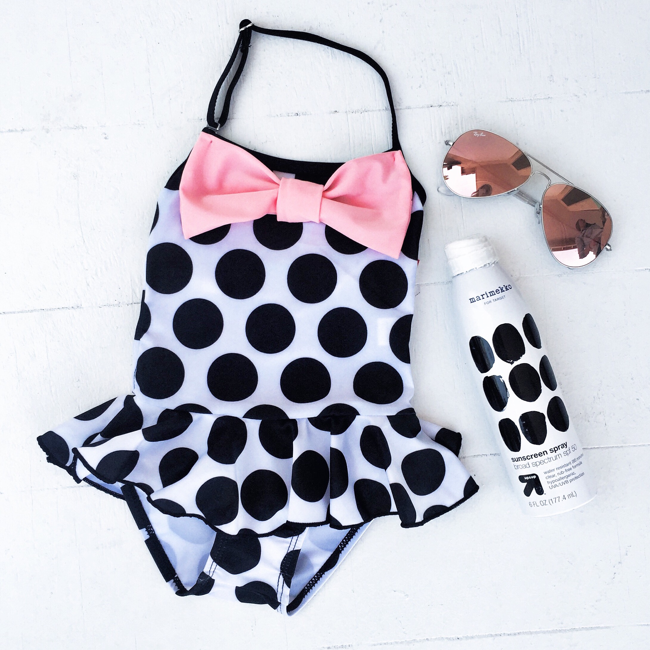 Dot Printed Swimsuit Embroidery