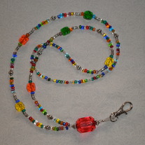Beaded Lanyard Multicolor/Silver/Red
