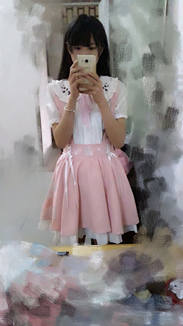Sakura embroidered pink suspender skirt on Storenvy