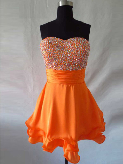 orange short formal dresses