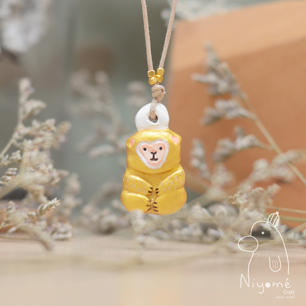 golden lucky monkey handmade necklace by niyome craft on Storenvy