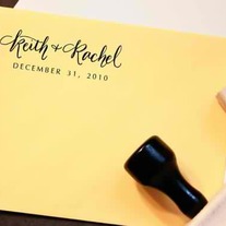 Custom Calligraphy Wedding Stamp -- Handwritten Names and Wedding Date - ELLE Style