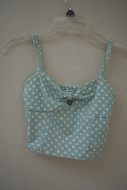 light blue polka dot top