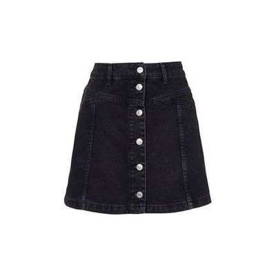 Black button denim skirt by topshop