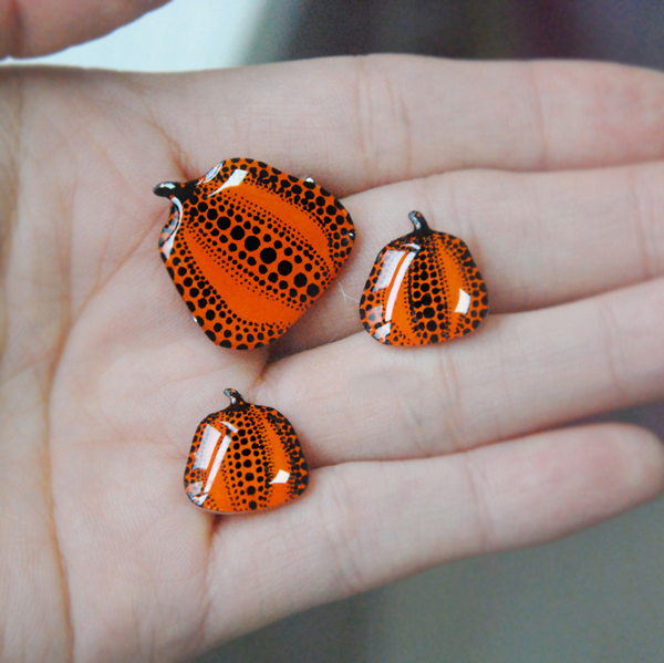 yayoi kusama pumpkin stud earrings Yellow Orange on Storenvy
