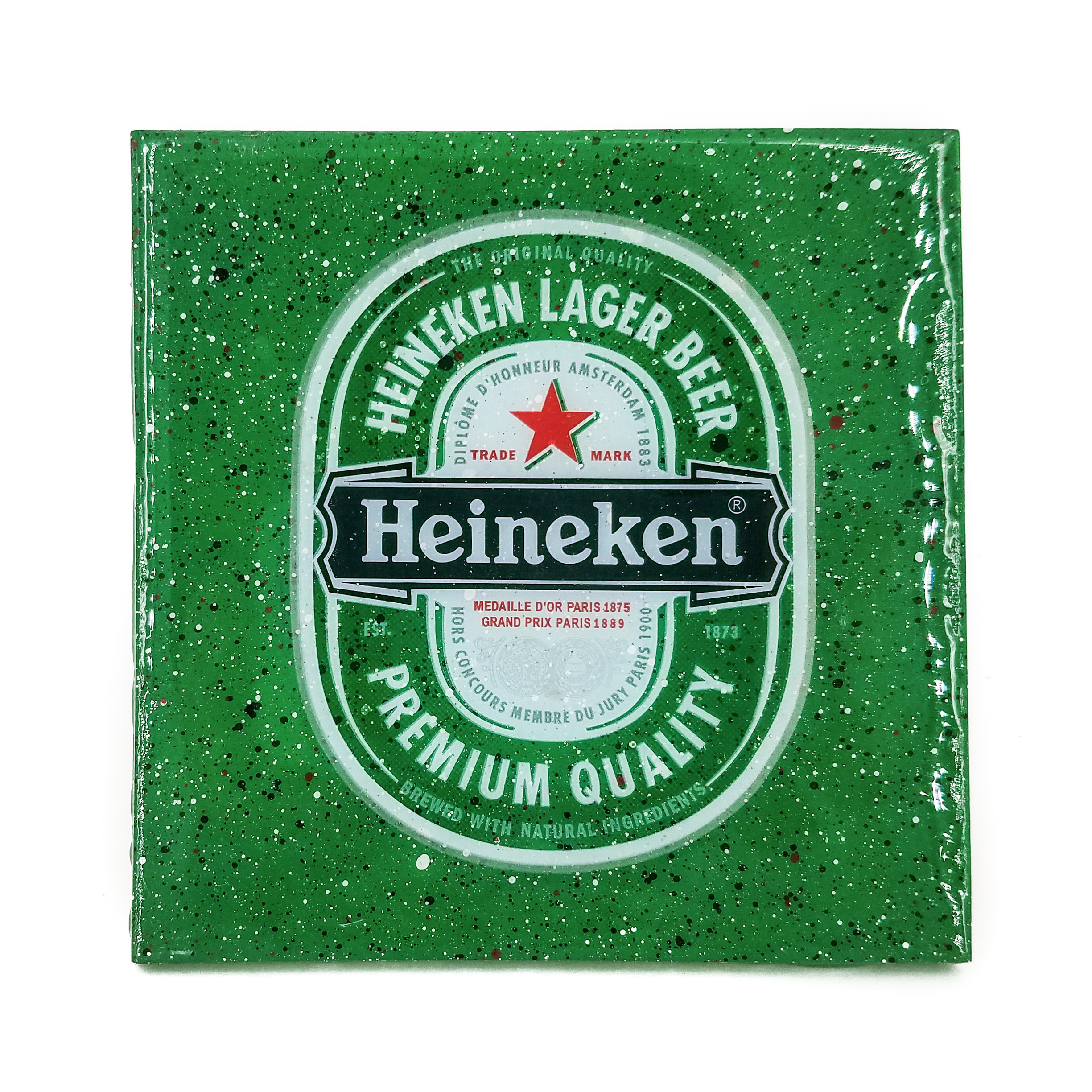 stella divina handmade coaster heineken beer label handmade