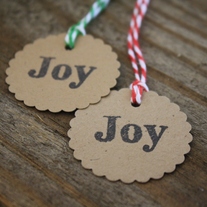 'Joy' Kraft Tags on Bakers Twine - Set of 15
