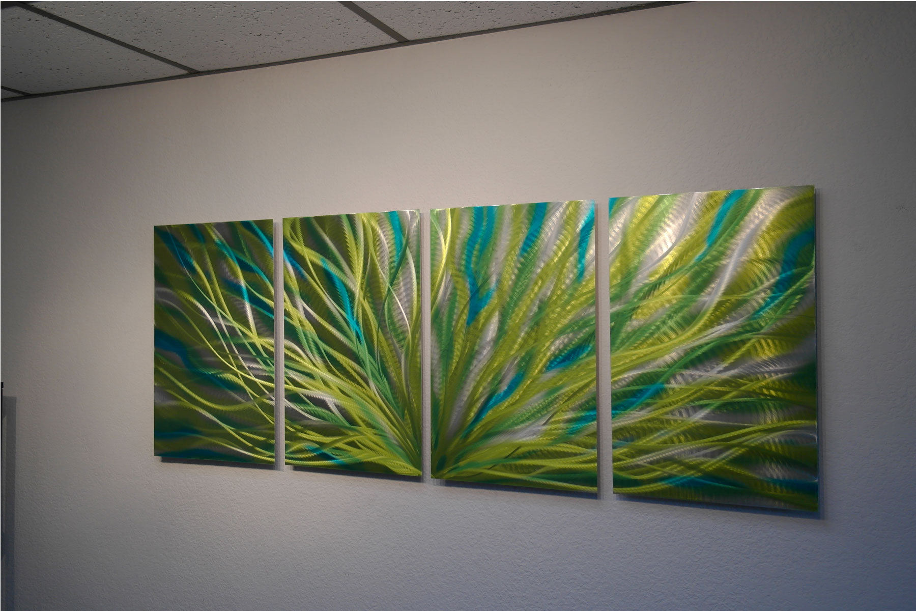 Radiance Cyan Chartreuse Abstract Metal Wall Art Contemporary Modern Decor · Inspiring Art