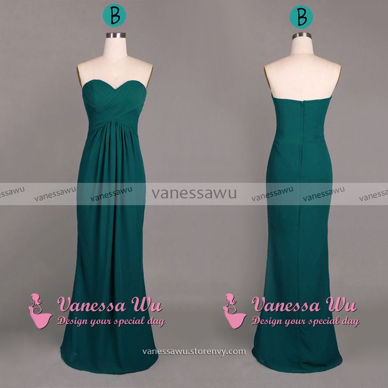 Hunter Green Bridesmaid Dresses, Sweetheart Sheath Chiffon Bridesmaid